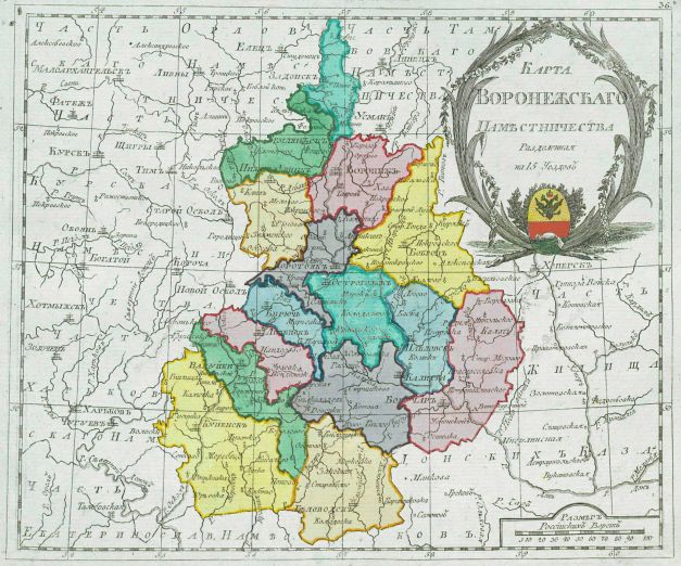Карта Воронежского наместничества 1793 год